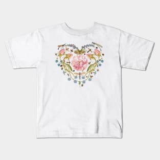 Watercolor Heart Flowers Kids T-Shirt